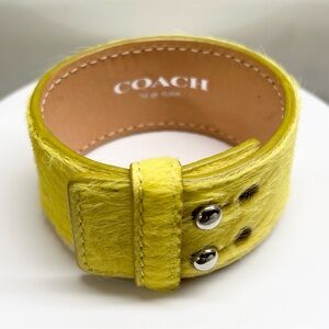 Coach Chartreuse Calf Hair Leather Bangle Bracelet EUC